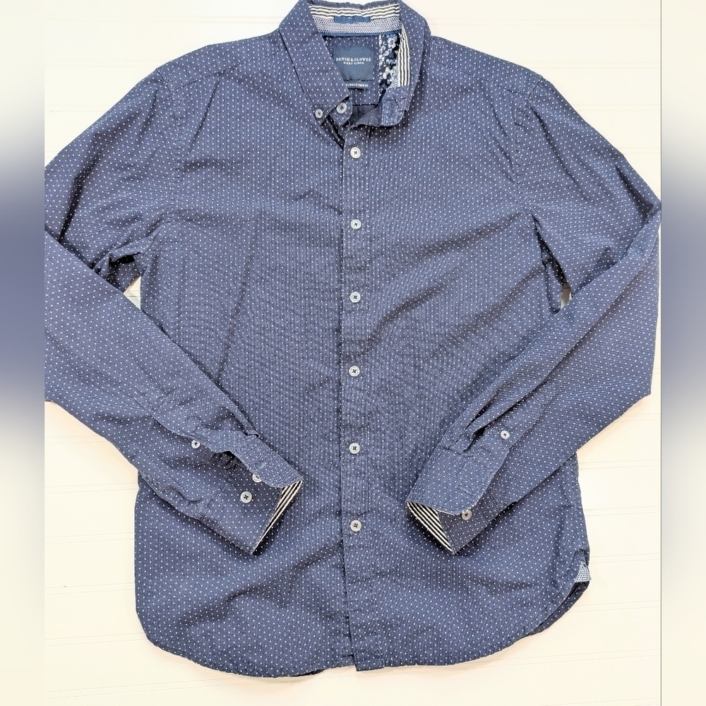 Ricky Singh Denim&Flower Navy Dot Button Down Shirt
